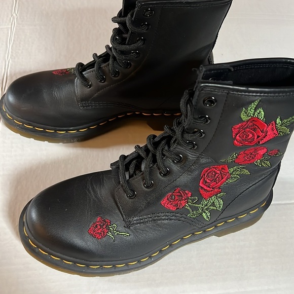 DOC MARTENS 1460 VONDA FLORAL LEATHER LACE UP BOOTS Size 6 - Picture 5 of 11